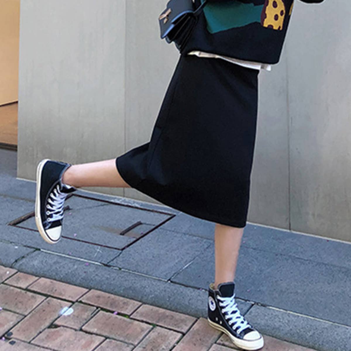 Split Woolen Long Hip Wrap Skirt