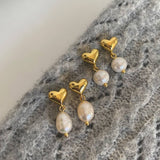 Valentines Day New Design Heart Pearl Earrings