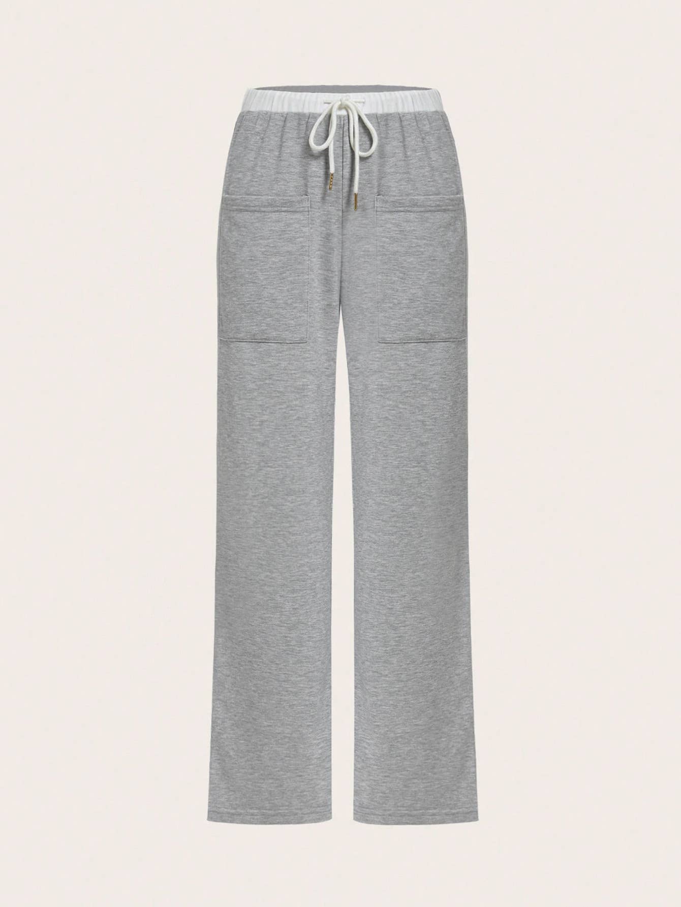 Straight Drum Draw Rope Color Contrast Slacks