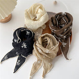 Cwasc2388_Cotton And Linen Lace Triangular Scarf For Women