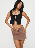 Washed Denim Mini Skirt With Elegant Temperament