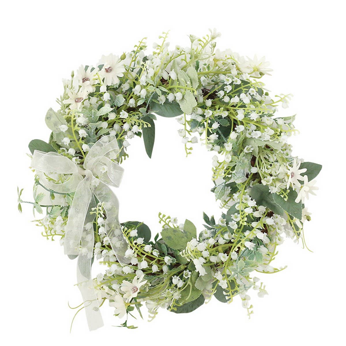 SPRING ARTIFICIAL BELLFLOWER BOW WREATH DECOR_CWAJE05383