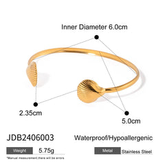 18K GOLD SEASHELL OPEN CUFF VINTAGE STYLE_CWAJE4664