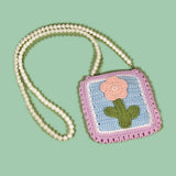 HAND WOVEN NICHE PEARL CHAIN SMALL SQUARE BAG_CWASC0833