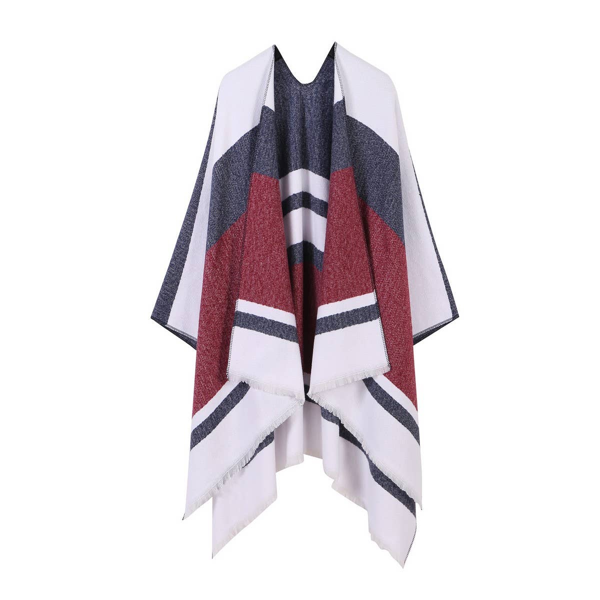 COLORBLOCKED AND BARRED CAPE WITH OUTER CAPE_CWASC2165
