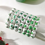 ST PATRICKS DAY WHITE WOOD BEAD BRACELET SET_CWMM3505
