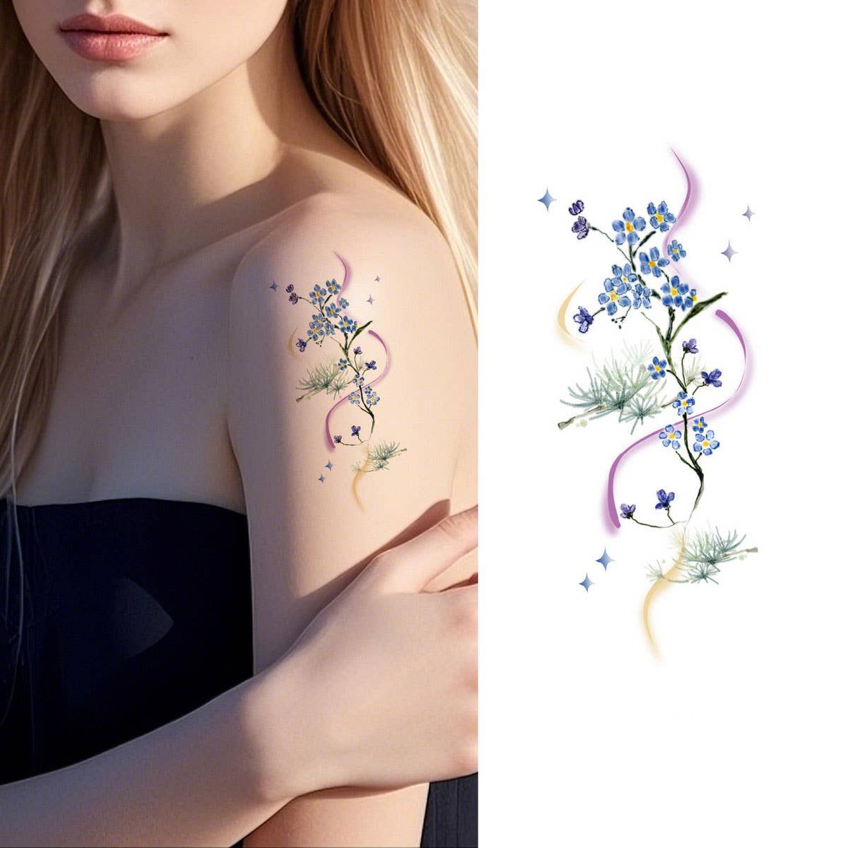 ELEGANT FLORAL ARM TATTOOS WATERPROOF LONG LASTING_CWMM8263