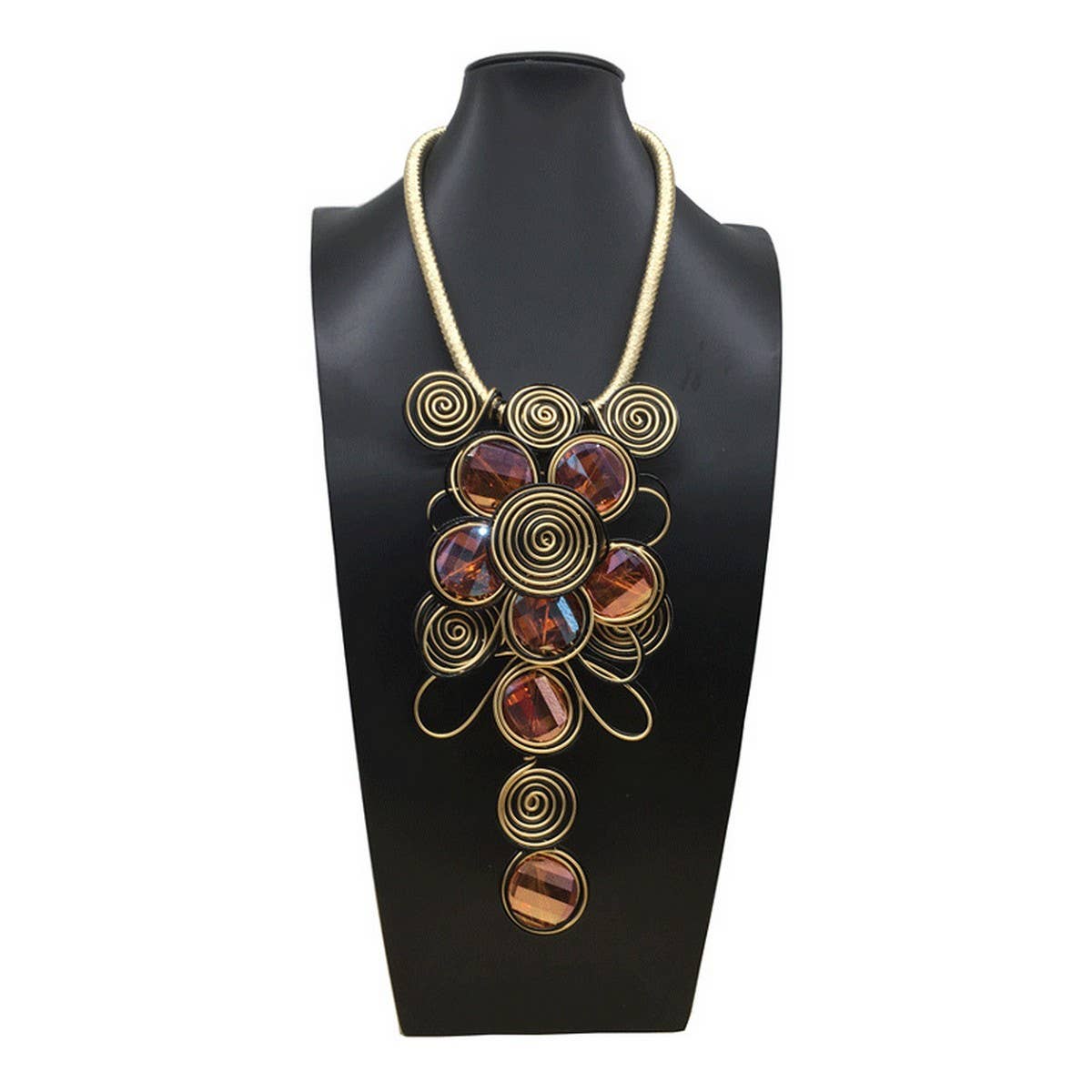 CRYSTAL ALUMINUM WIRE NECKLACE EARRING SET_CWMM4968