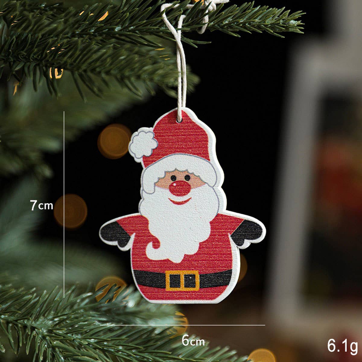 COLORFUL WOODEN SANTA SNOWFLAKE TREE ORNAMENT_CWMM9759