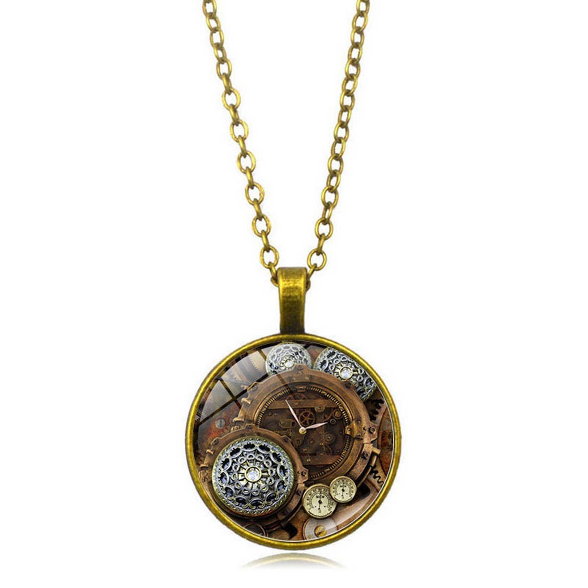 STEAMPUNK MECHANICAL TIME GEM NECKLACE JEWELRY_CWAJE0699
