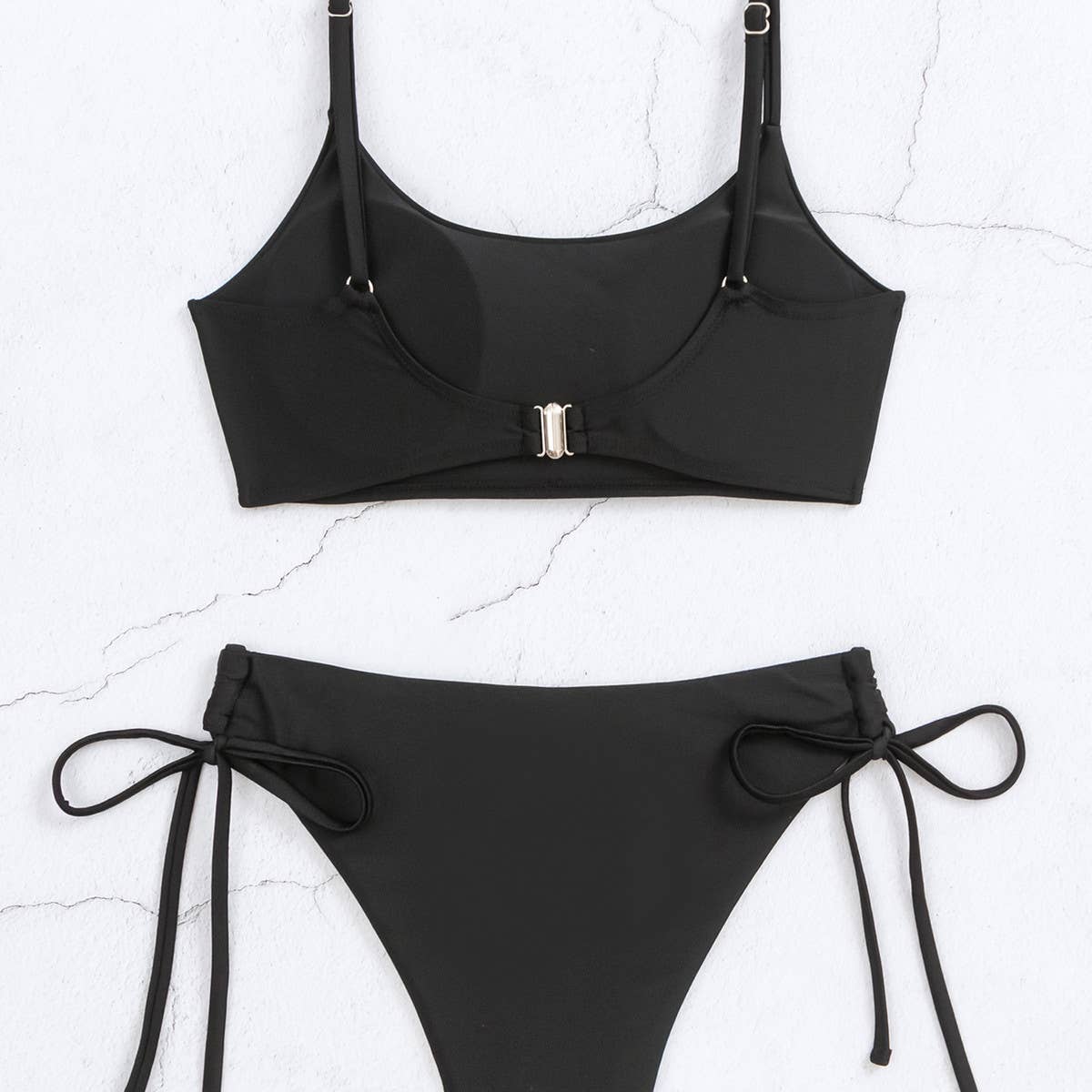 CASUAL TWO PIECE DRAWSTRING THONG BIKINI SWIMSUIT_CWMW0325