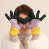 NEW WINTER LONG CONTRASTING TOUCH SCREEN GLOVES_CWAG0382