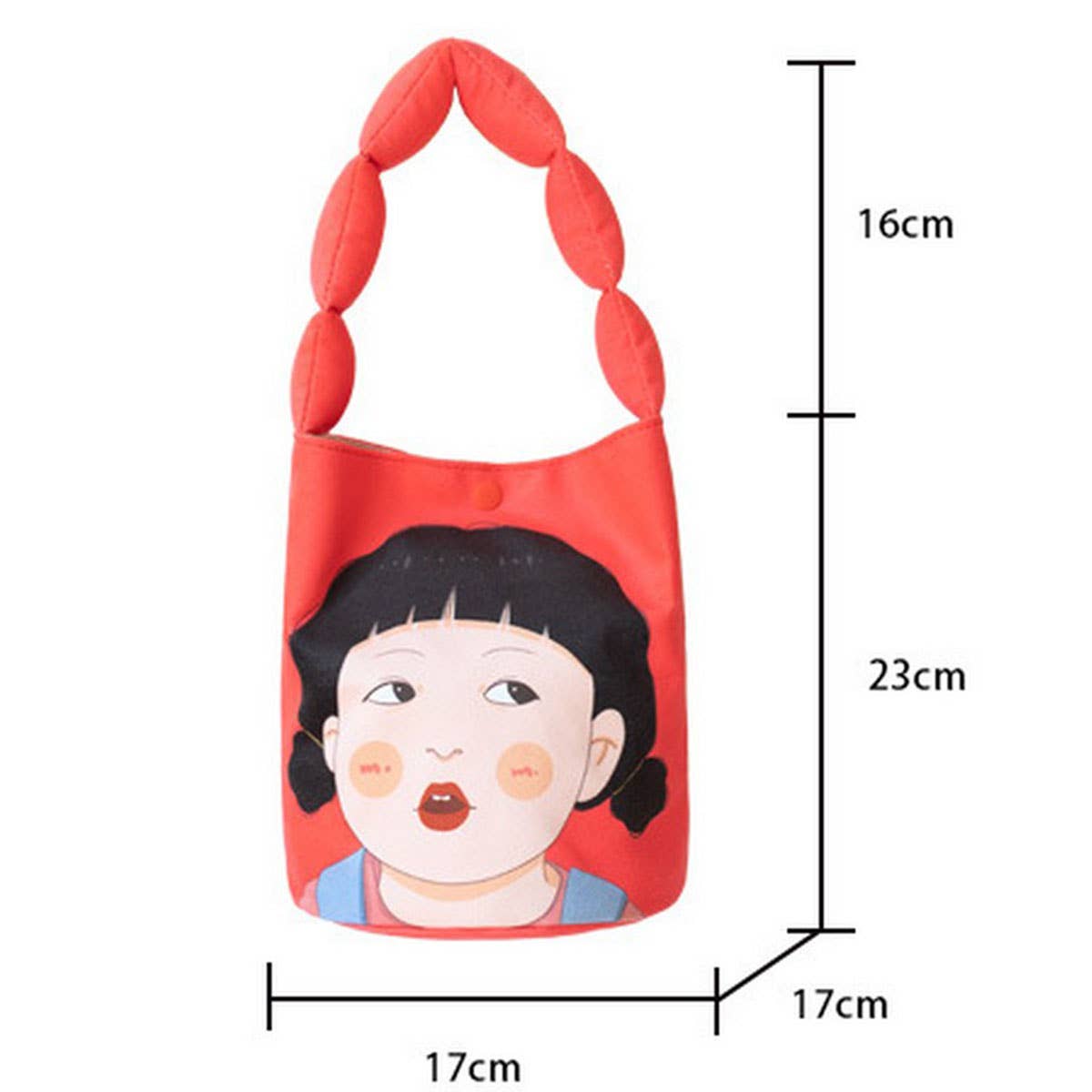 PADDED CANVAS BUCKET BAG CUTE HANDHELD TOTE_CWAB5667
