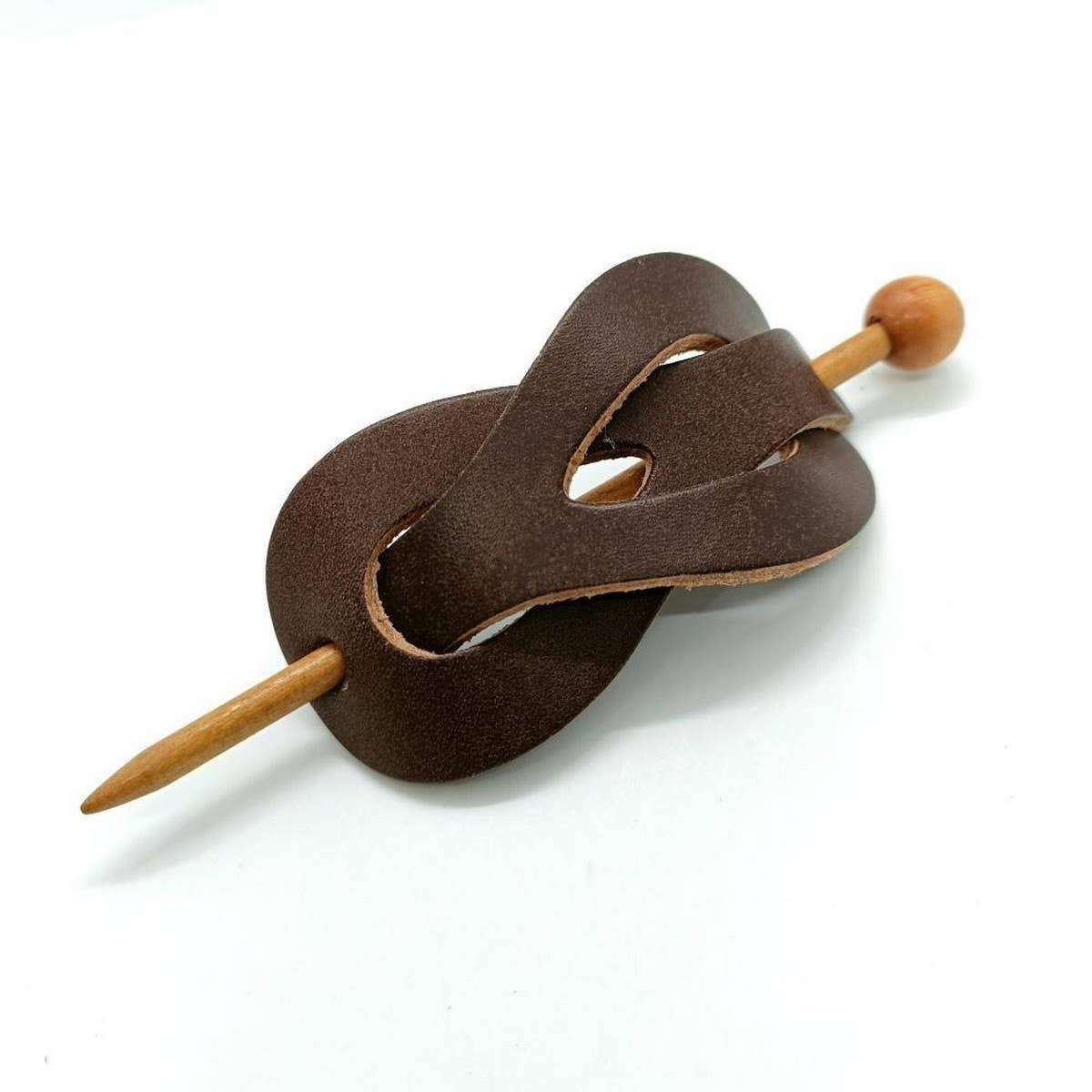 Vintage 8-Shape Hairpin In Crazy Horse Leather