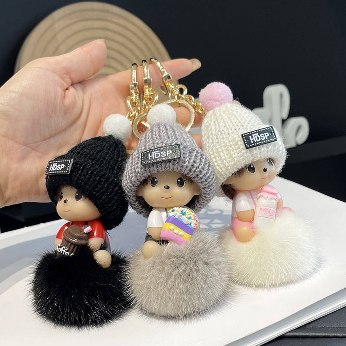 CUTE CARTOON MONCHHICHI CAR KEYCHAIN PENDANT_CWMM2502