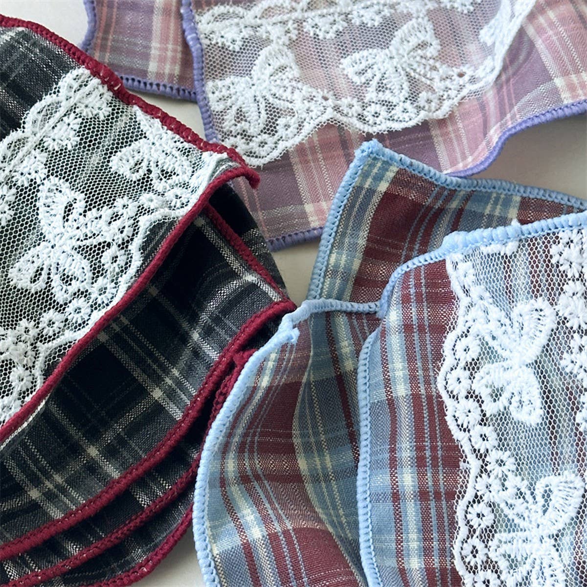 Vintage Plaid Scarf Layered Scrunchie Tie_Cwaha07671