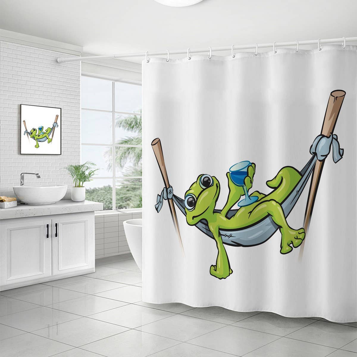HOT SALE DIGITAL PRINTED FROG SHOWER CURTAIN_CWMM1805