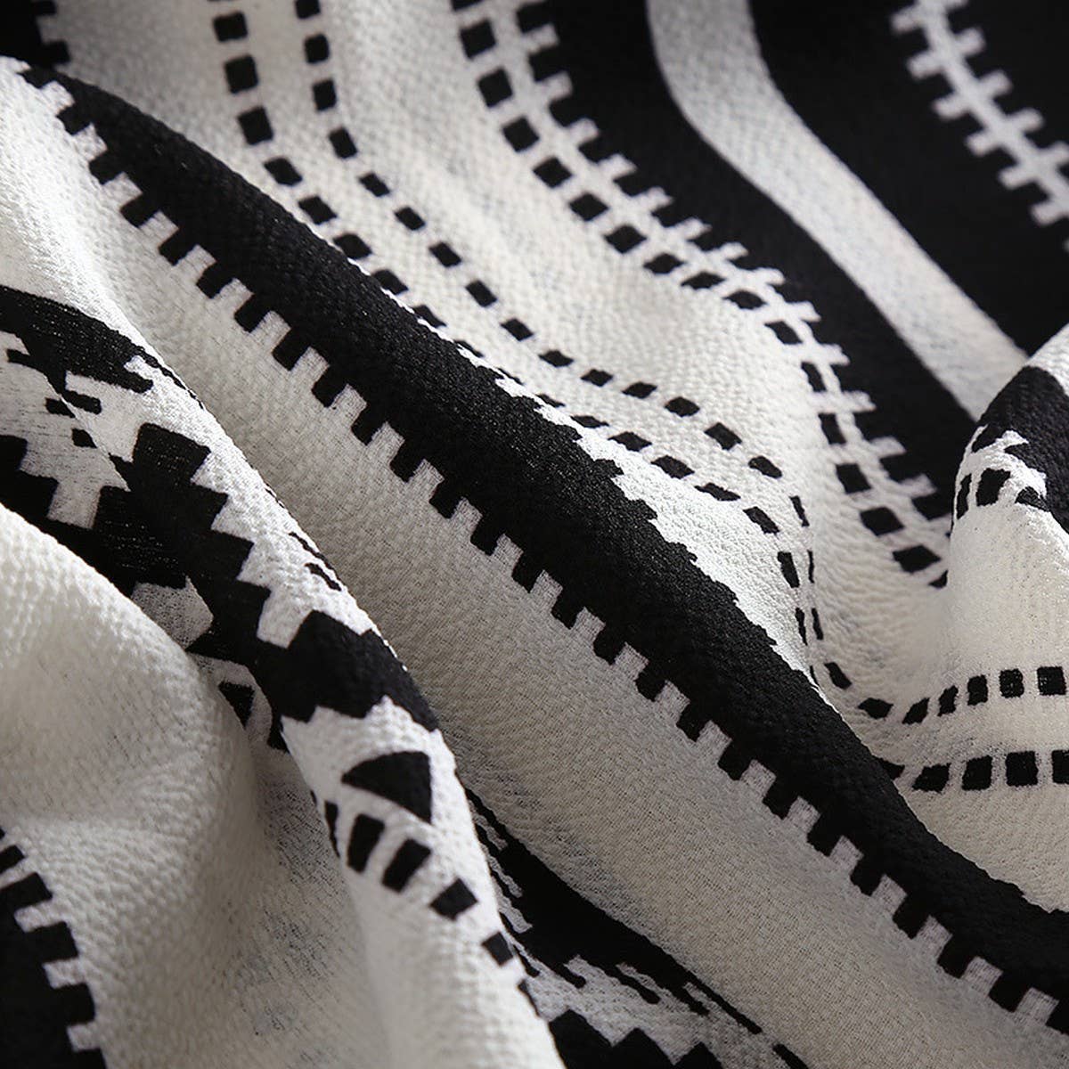 TASSEL STRIPE PRINT FRONT OPEN KIMONO FOR SUMMER_CWASC0795