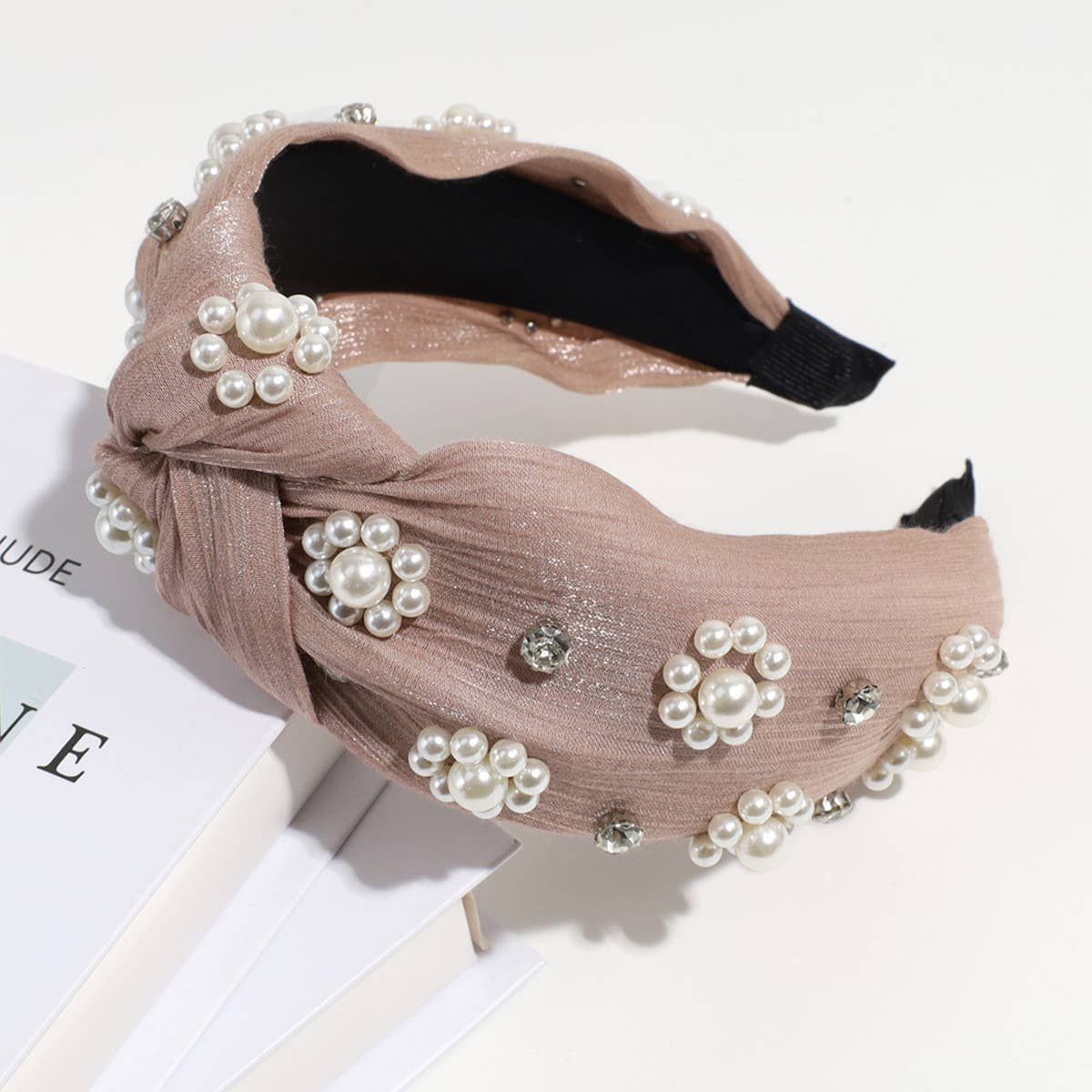 Women Imitation Pearl Knotted Headband
