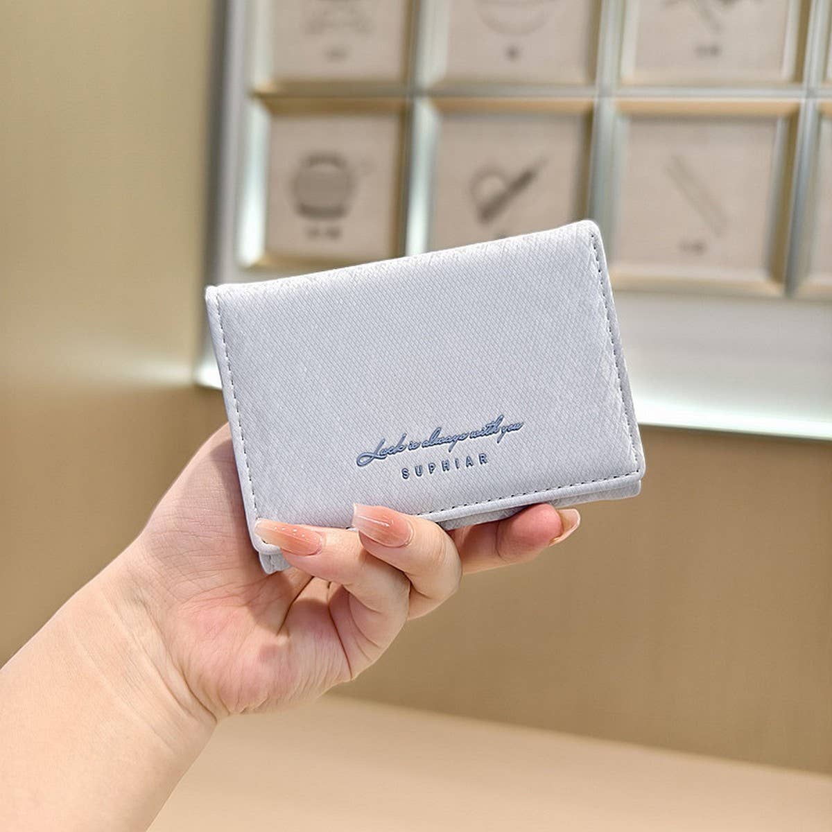 Gradient Velvet Mini Trifold Wallet With Letters_Cwab06233