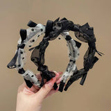 SIMPLE BLACK POLKA DOT BOW LACE HEADBAND_CWAHA1705