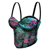 PRINTED SUSPENDERS SEXY HOT GIRL HERRINGBONE BRA_CWMM4129