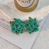 HANDMADE ROSE CHIC FRESH FABRIC STUD EARRINGS_CWMM6267