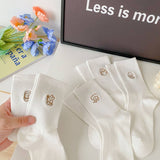 White New Embroidered Simple Middle Socks_Cwms0910