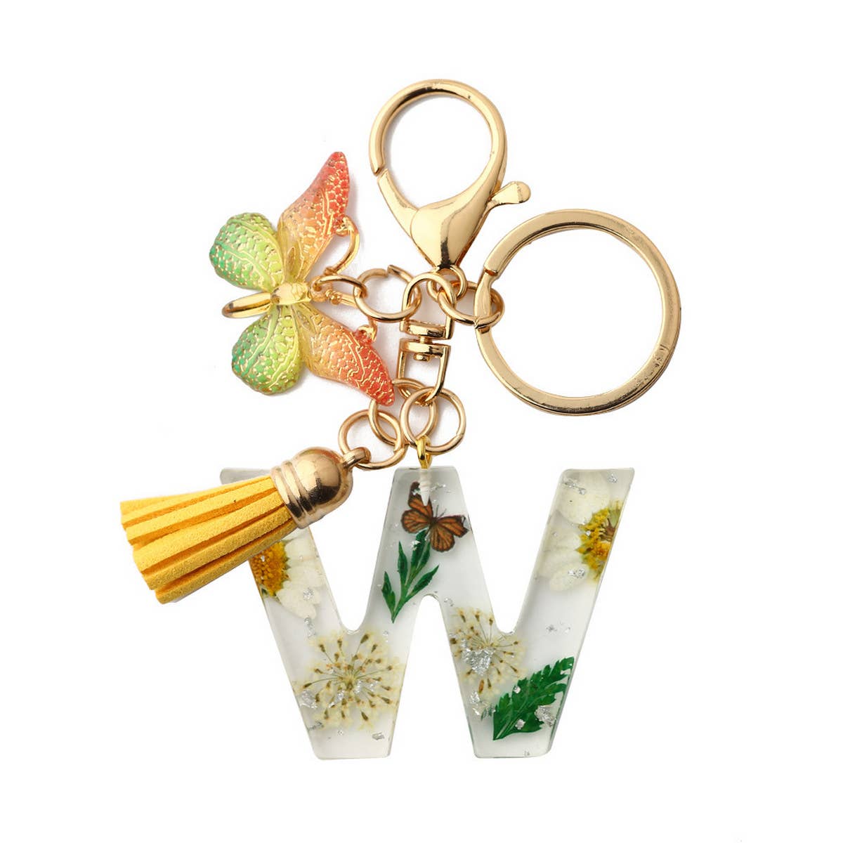 DRIED FLOWER PRINTED LETTER KEYCHAIN_CWMM1305