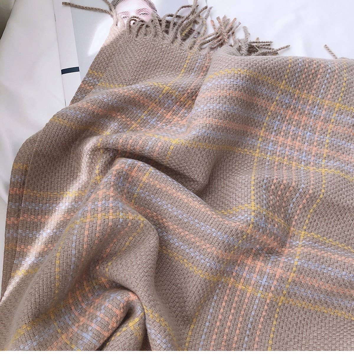 PLAID FAUX CASHMERE SCARF THICK WARM WINTER WRAP_CWASC1453
