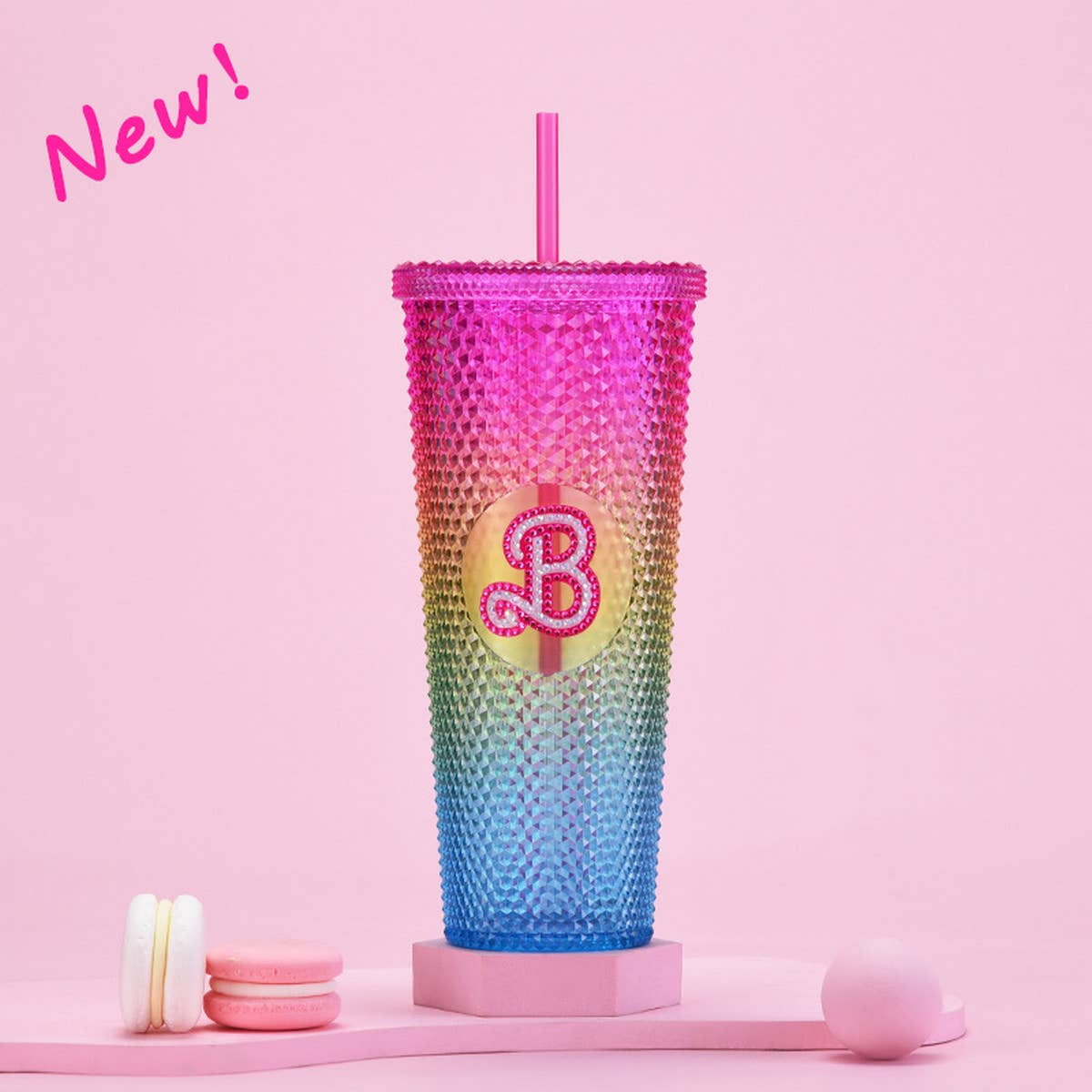 DOUBLE LAYER PORTABLE PLASTIC STRAW DIAMOND CUP_CWMM0978