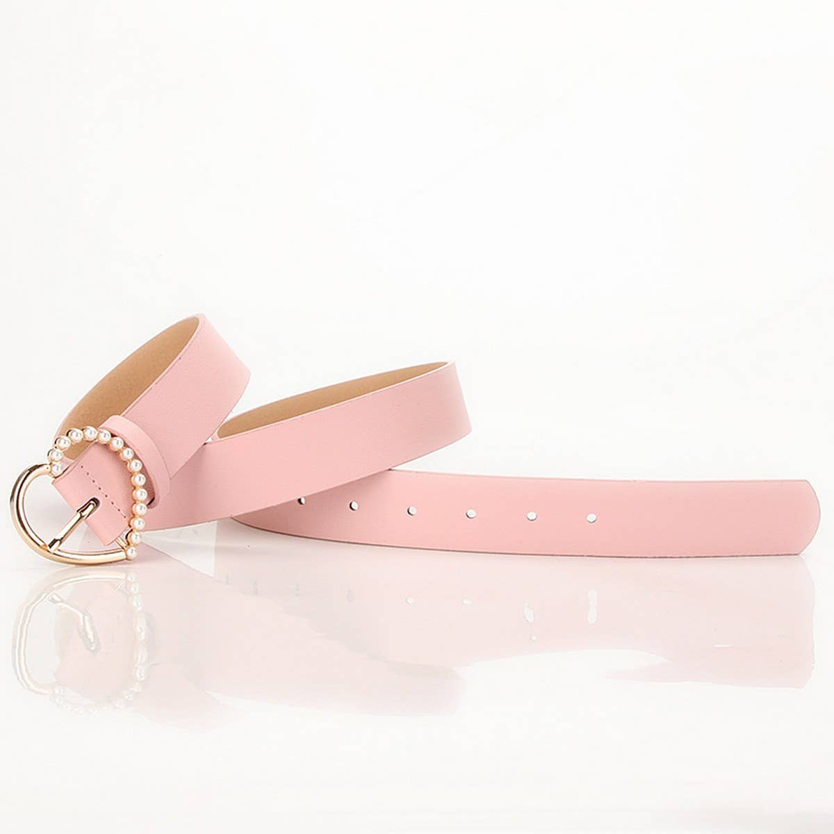CLASSIC HEART PEARL BUCKLE BELTS FOR WOMEN_CWABE0391