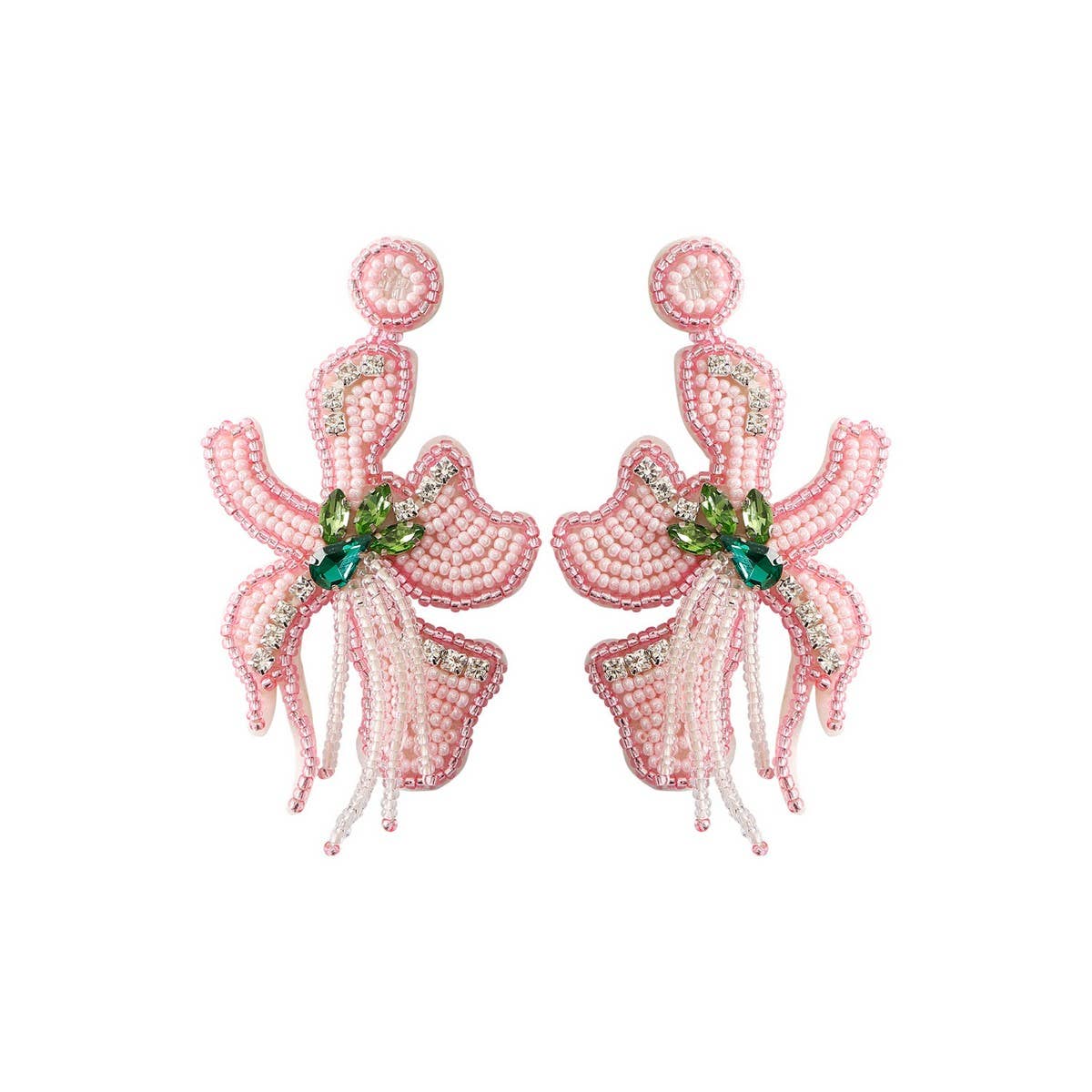 FASHIONABLE HANDMADE FLOWER RICE BEAD EARRINGS_CWAJE1657