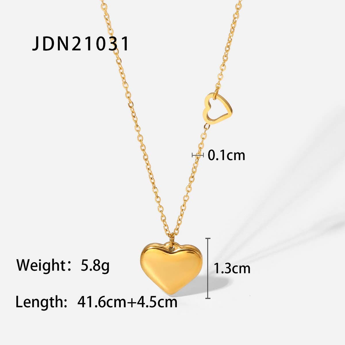 FRENCH SIMPLE DOUBLE HEART PENDANT NECKLACE_CWAJE1429