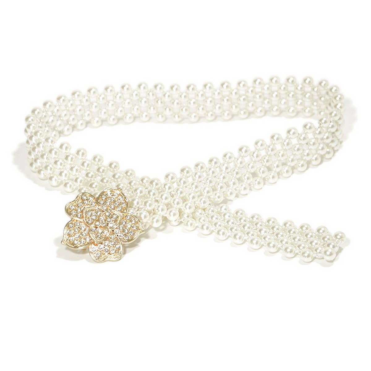 CASUAL WOMENS STRETCH COTTON PEARL WAIST CHAIN_CWABE0512