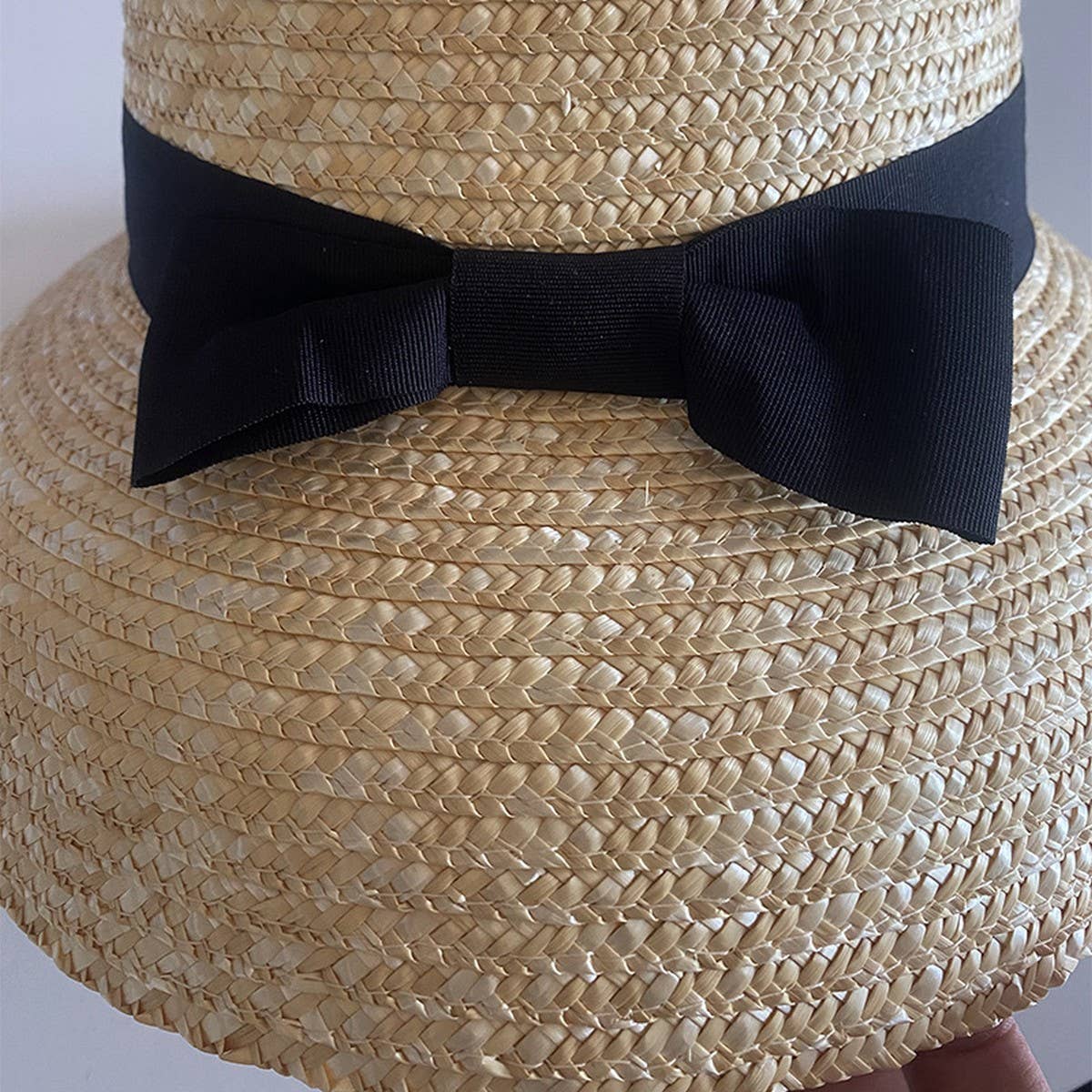 SUMMER BOW LAMPSHADE STRAW HAT FOR WOMEN_CWAH3566
