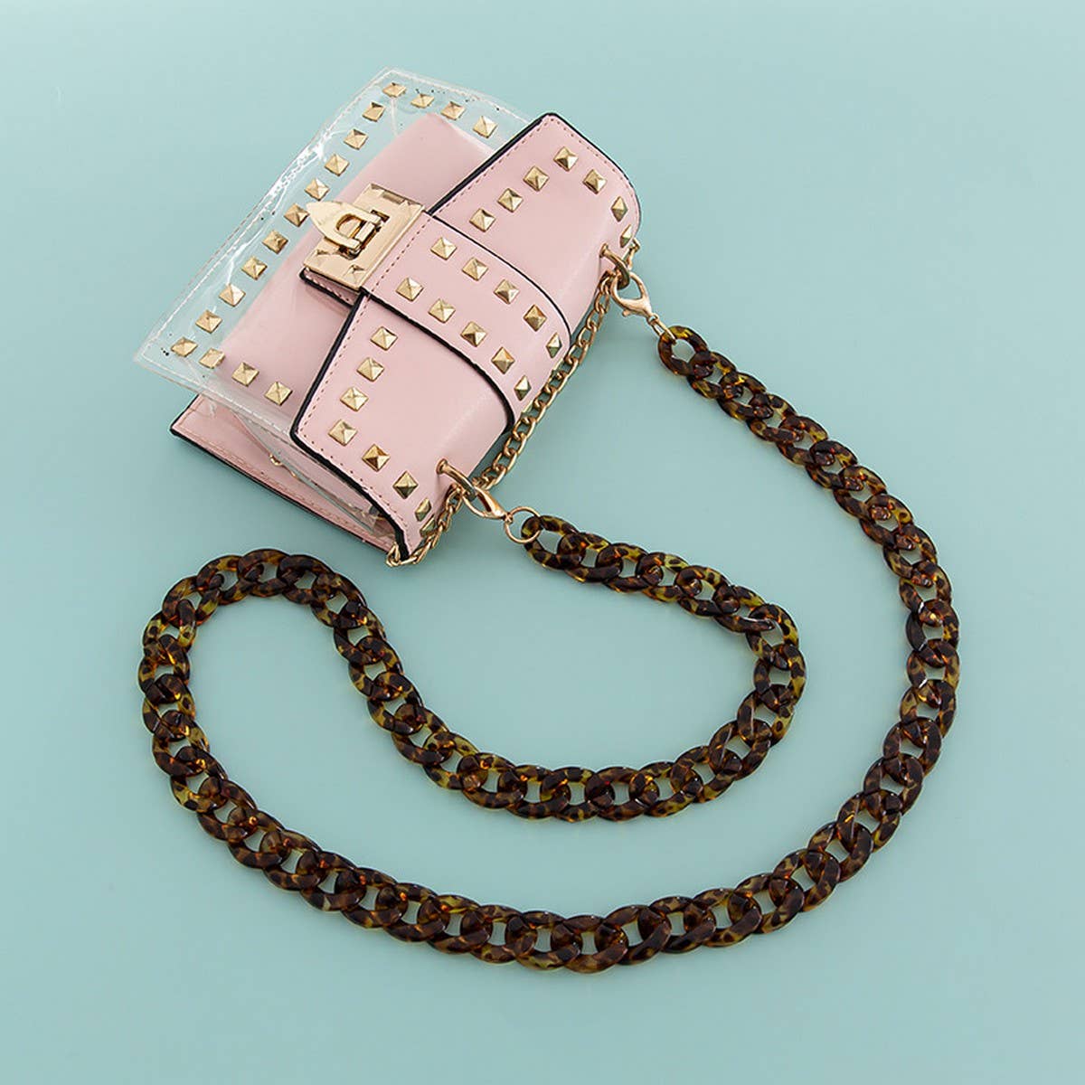 47 24ACRYLIC LEOPARD PRINT BAG CHAIN PHONE STRAP_CWMM5094