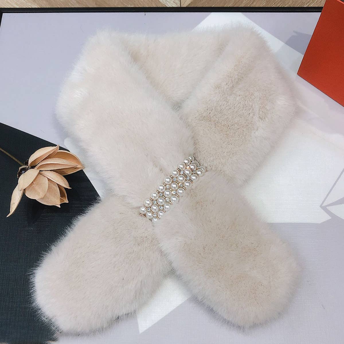 PEARL KNIT SCARF STYLISH NECK WRAP FOR WOMEN_CWASC1249