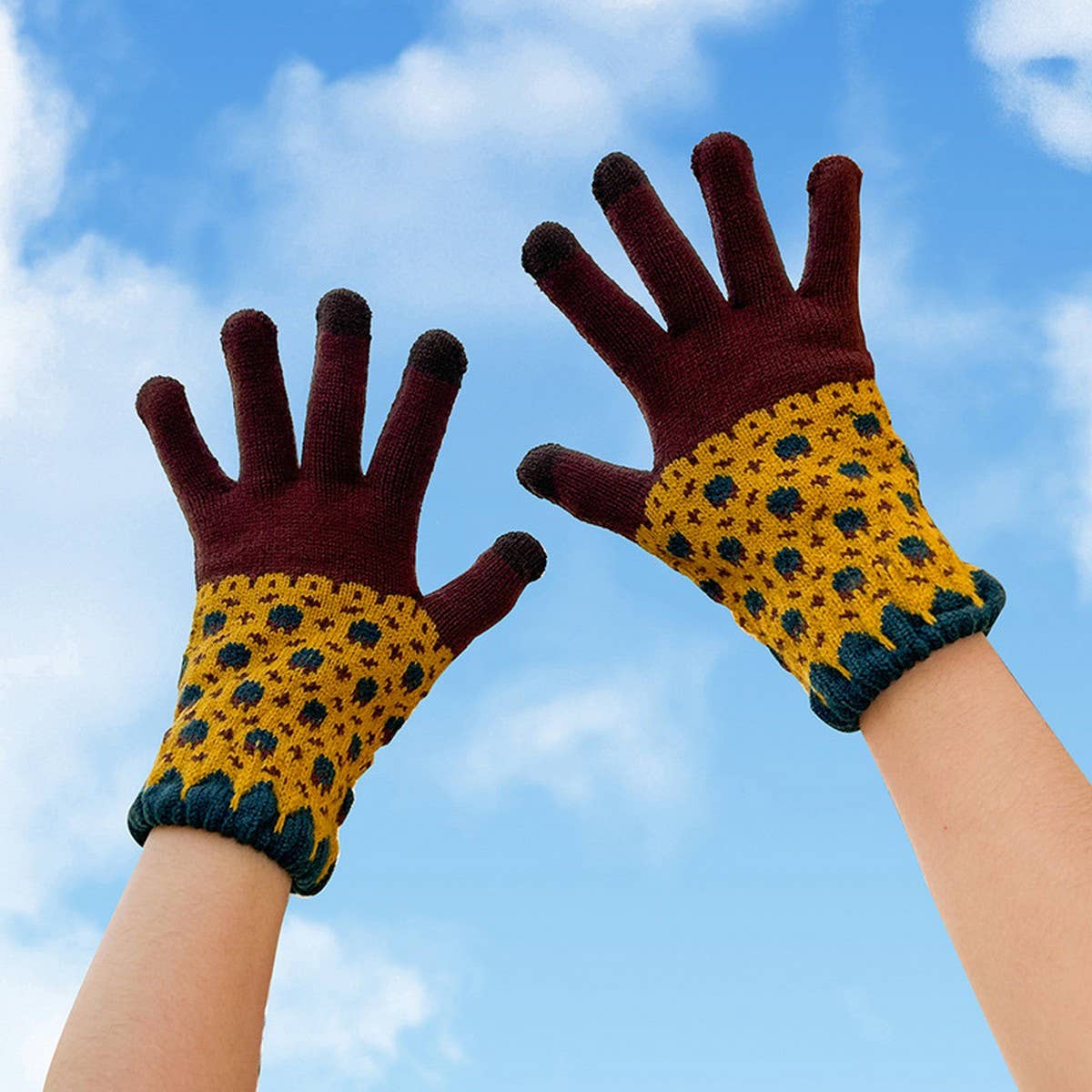 CUTE KNIT GLOVES FOR WOMEN TOUCHSCREEN WARM_CWAG0147