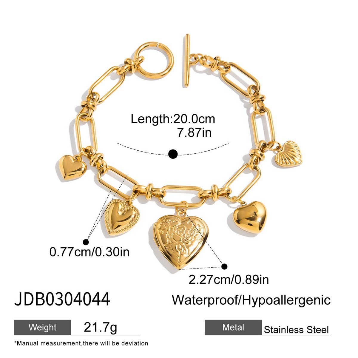 SWEET 18K GOLD PEARL ANGEL HEART PHOTO BRACELET_CWAJE4807