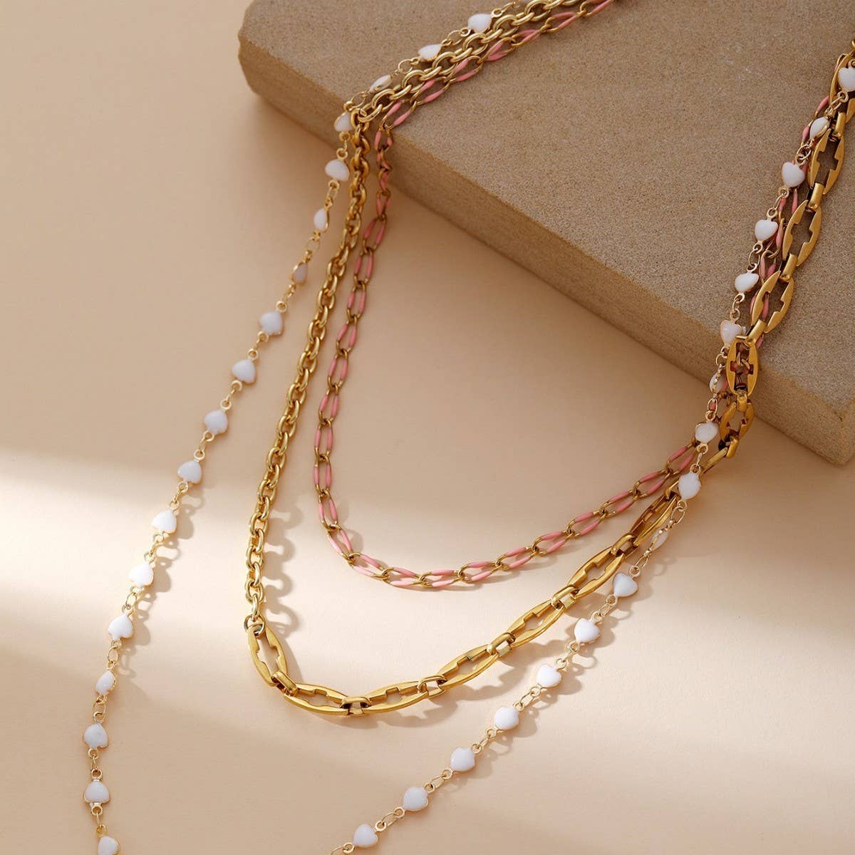 STAINLESS STEEL GOLD PLATED CLAVICLE NECKLACE_CWMM3676