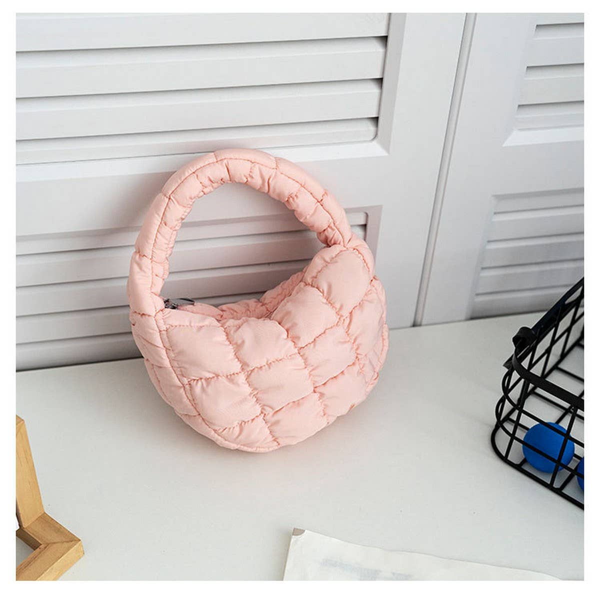 STYLISH PLAID PUFFY CLOUD HANDBAG MINI TOTE_CUAB00506