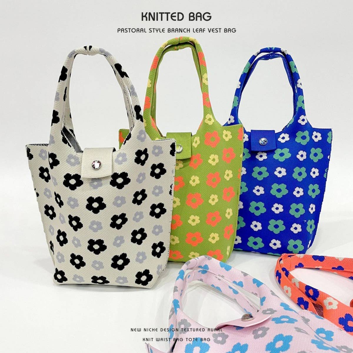 Women Casual Floral Knitted Shoulder Bag_Cwab1530