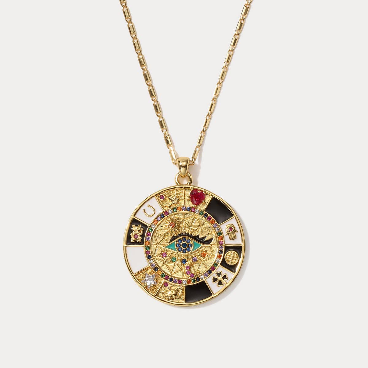 FASHIONABLE EVIL EYE NECKLACE SUNFLOWER TAG WOMEN_CWAJE2950