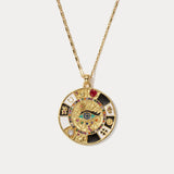 FASHIONABLE EVIL EYE NECKLACE SUNFLOWER TAG WOMEN_CWAJE2950