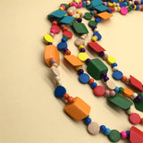 COLORFUL GEOMETRIC HANDMADE WOODEN BEAD NECKLACE_CWMM4971