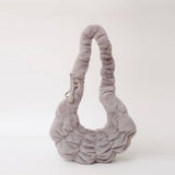Winter Pleated Shoulder Bag Fashionable Plush Bag_Cwab3953