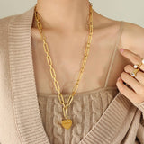 Valentines Day Heart-Shaped Gold-Plated Necklace