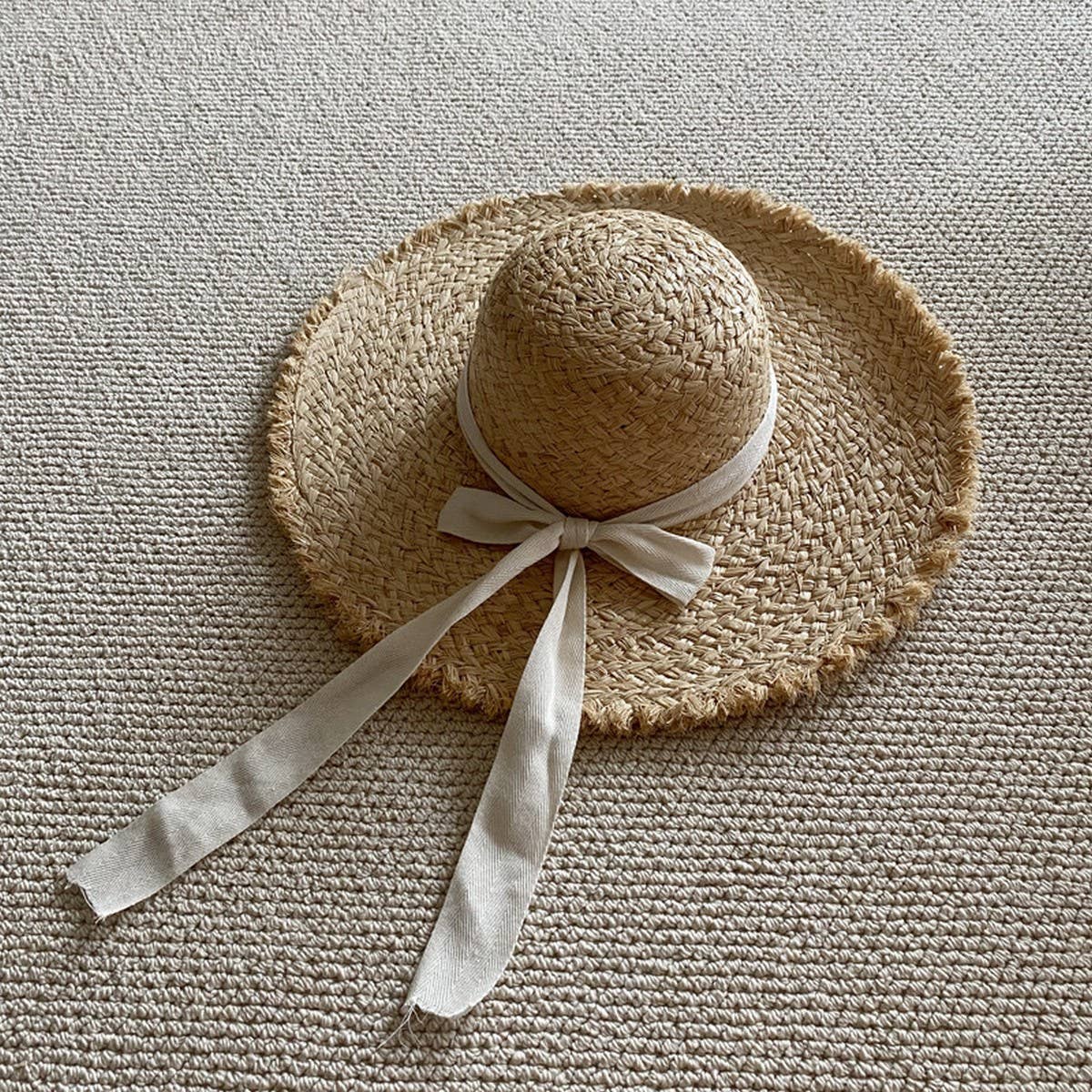 SUMMER LITERARY FUR EDGED SUN HAT_CWAH3396