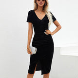 Solid Color French Style Slim Dress